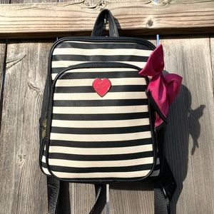 Betsy Johnson Black/White Stripped Mini Backpack